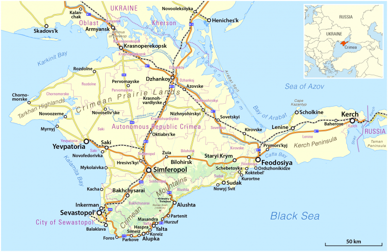 Whose bit of land is this anyway? Map of Crimea. Wikipedia image.