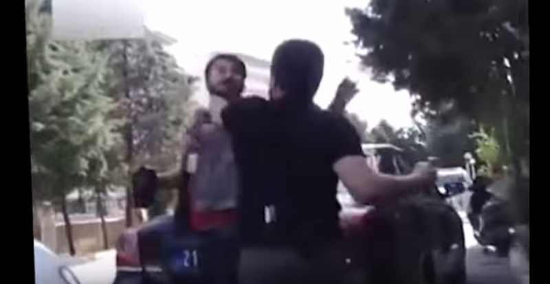 Citizen video of Özgür Gün TV reporter Murat Demir and DİHA reporter Serhat Yüce being threatened by police. Video via YouTube.