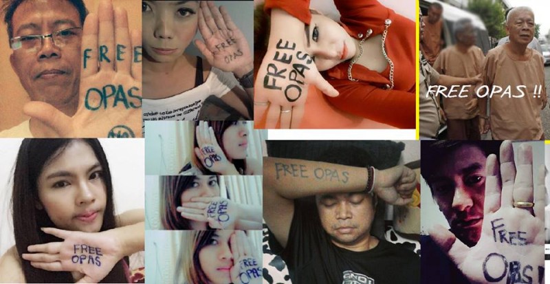 Thai Internet users who showed support for Opas. Image from the Facebook page of Nithiwat Wannasiri.