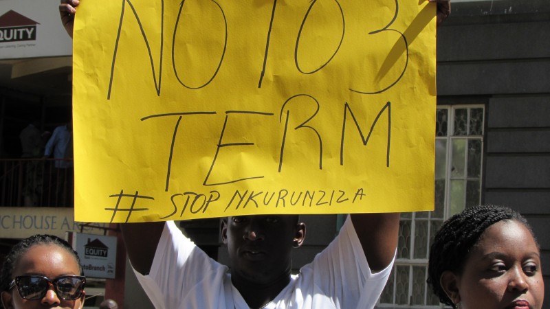 Burundians living in Nairobi, Kenya and friends of Burundi says no to third term for president Pierre Nkurunziza. -- by Vincent Munga for Demotix