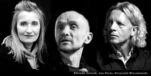 Cultural figures who have come under fire recently include Elfriede Jelinek, Jan Klata (Łukasz Giza / Agencja Gazeta), and Krzysztof Mieszkowski (Kornelia Glowacka-Wolf / Agencja Gazeta)