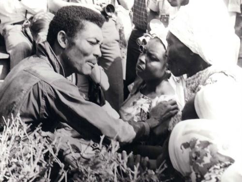 Jerry Rawlings (left) took over Ghana in a series of military coups d'etat starting in 1979. For years, he blamed market women for an economic crisis that gripped the country. Credit: Courtesy of JJ Rawlings Archival Library