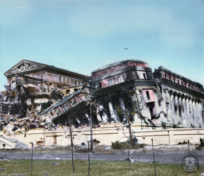 Colored photo of the old legislative building which was destroyed during the Battle of Manila. Photo from the official gazette of the Philippine government