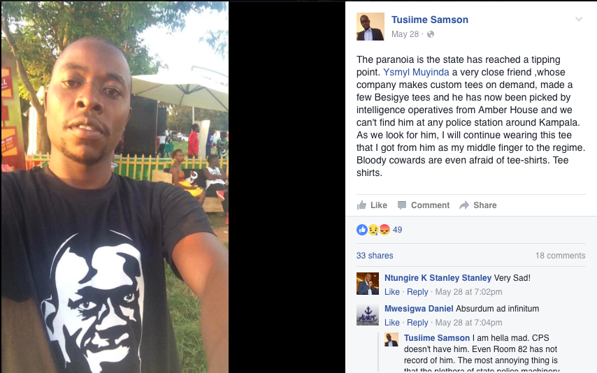 Une capture d'écran extraite de la page Facebook de M. Samson Tusiime.