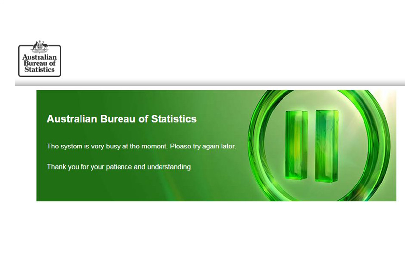 Pausa en la Web de la Oficina Australiana de Estadística – Captura de pantalla