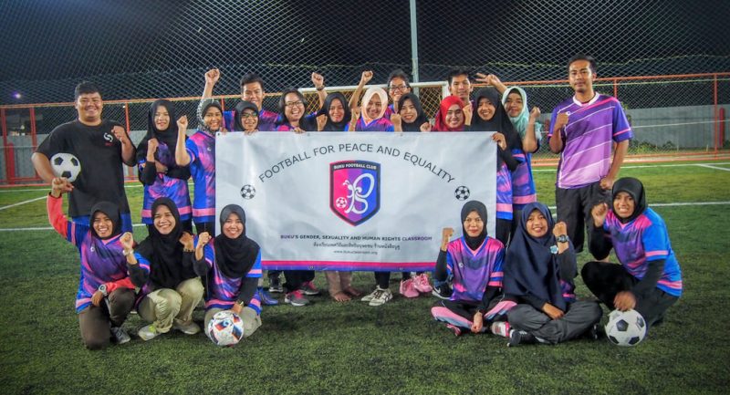 Buku FC teammates at their first practice. Photo by Fadila Hamidong, courtesy of Prachatai