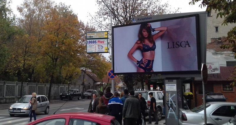 A billboard in Skopje advertising Lisca from Sevnica, the leading lingerie company in the region hailing from Melania Trump's home town. Photo: Global Voices, CC-BY. 