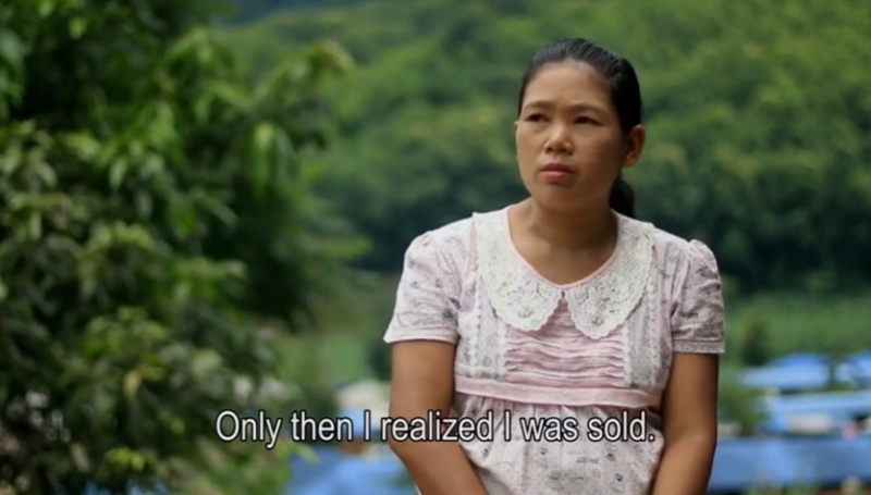 Migrant worker Lazing Lu Bu narrates how she was sold to marry a Chinese man. Screenshot from YouTube video