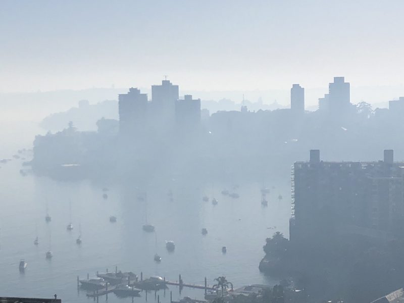 Sydney bushfire smoke haze November 2019