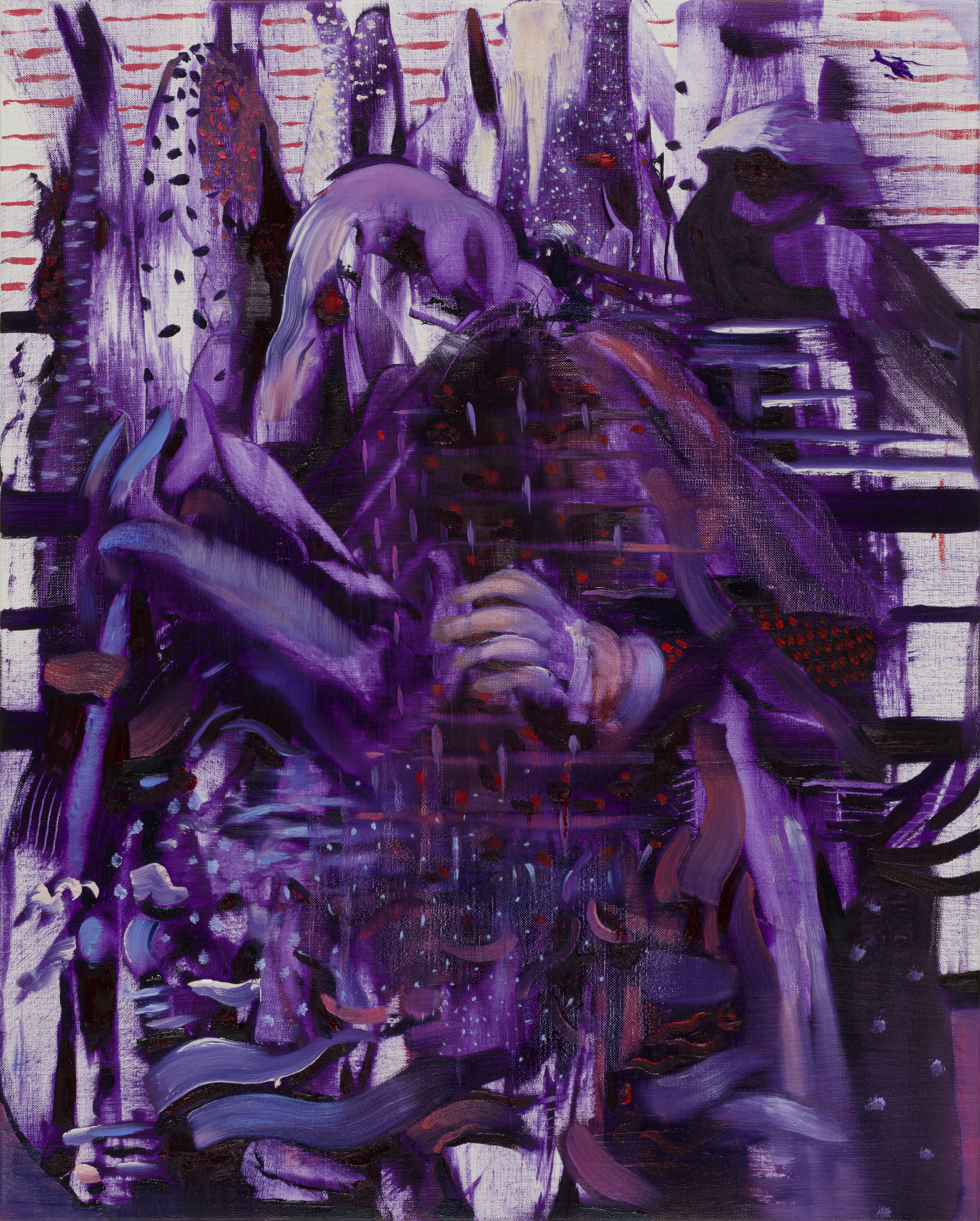 لوحة زيتية على قماش الكتان بعنوان "نفَس وحيد"، 2020، قياس 16×20 إنش (تقدمة من الفنان ومعرض كاسمين)