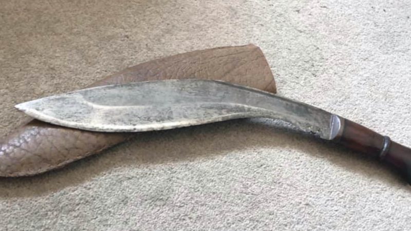 Among Lt Alexander Pfeifer’s effects was this khukri possibly taken from the same Gurkha soldier who wrote the diary. Photo: Philip Cross. Via Nepali Times.