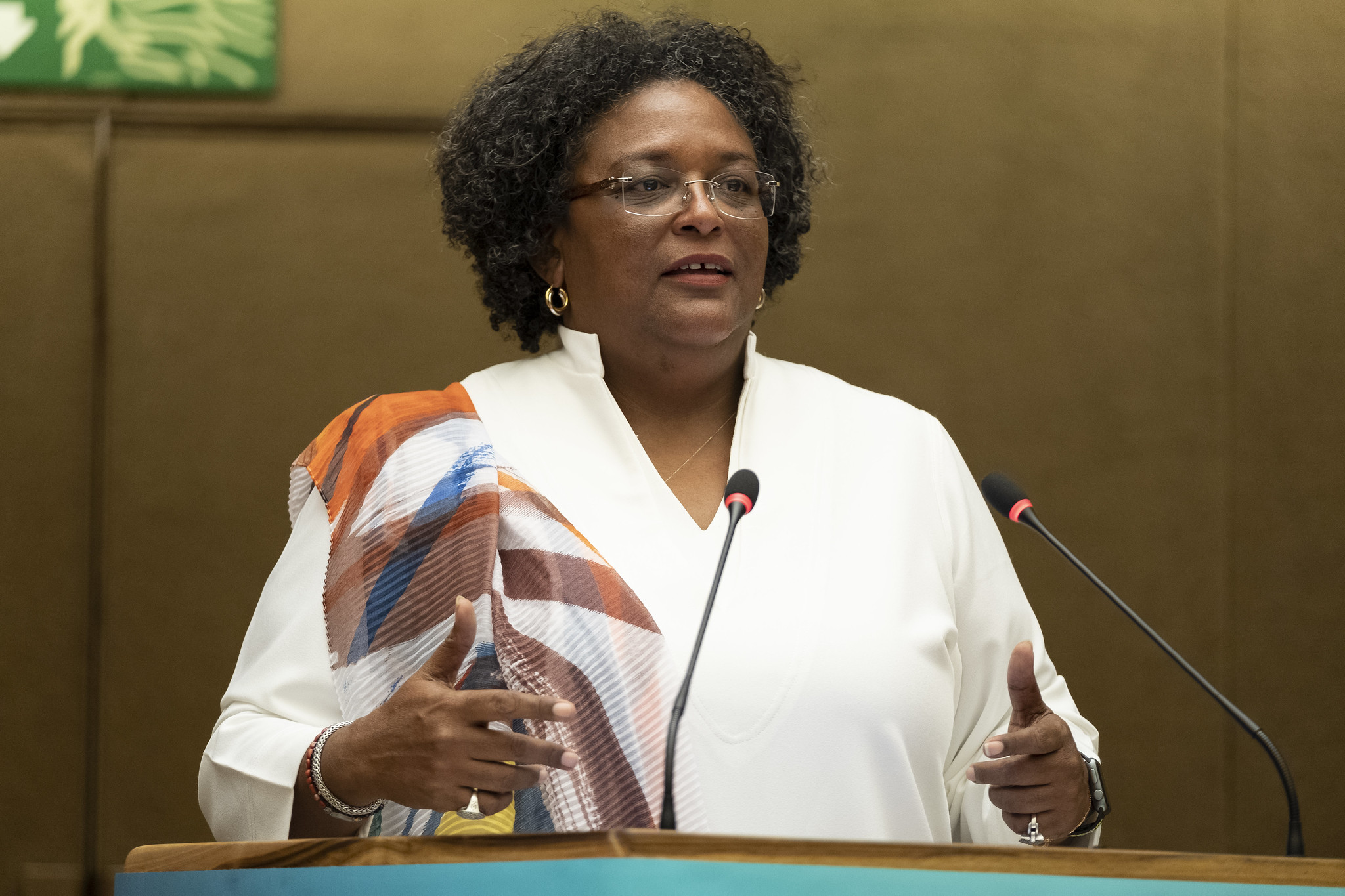 Barbados prime minister Mia Mottley's defence of Small Island Developing  States at COP26 makes her a regional rock star · Global Voices