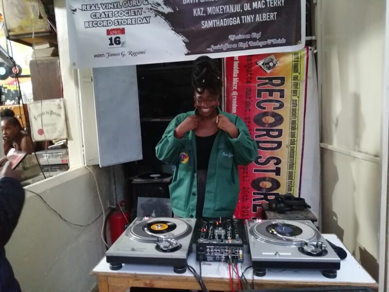 Mokeyanju at Stall B5 in Nairobi playing a DJ set to mark on World Record Store Day