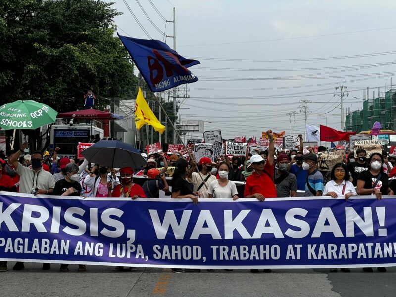 Protests were held during the State of the Nation Address in Quezon City, Philippines.