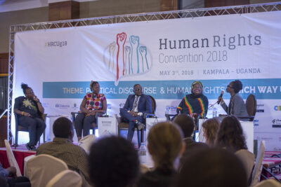 Dr Nyanzi on a panel at Human Rights Convention, 2018. Photo credits- Chapter Four Uganda. Attribution-NonCommercial-NoDerivs 2.0 Generic (CC BY-NC-ND 2.0)