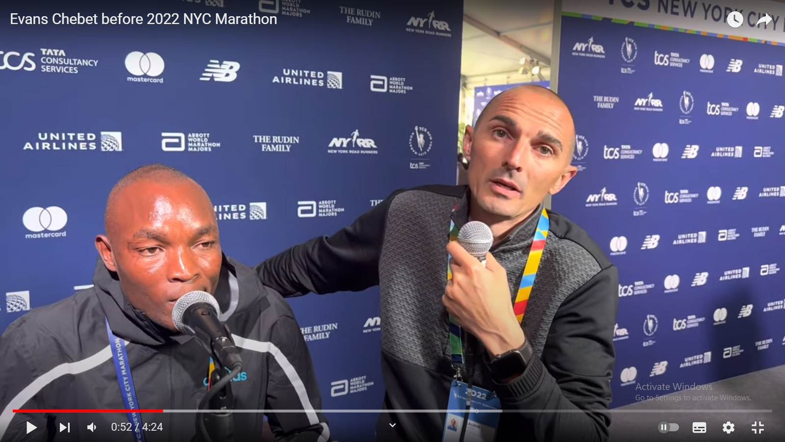 A YouTube screengrab of Kenya's Evans Chebet at a pre-race interview ahead of the New York City Marathon in November 2022. Image source; Letsrundotcom