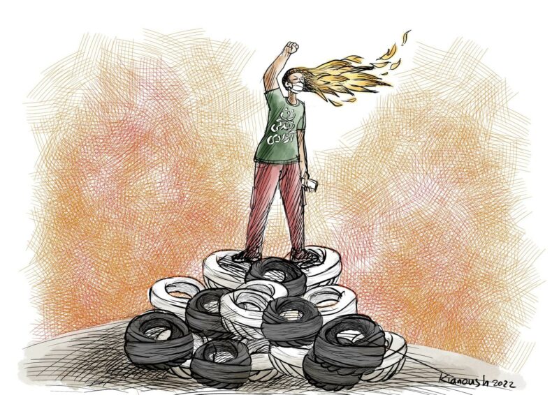 رسم كاريكاتيري ل كيانوش رامزاني، مُستخدمة بإذن