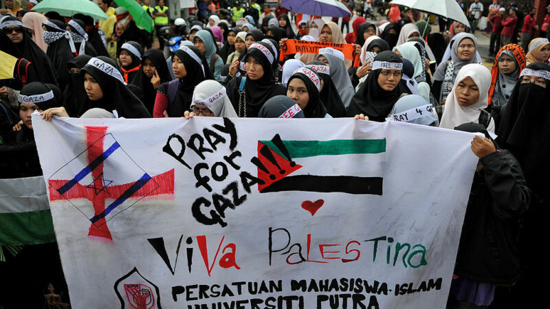 Manifestación por Gaza en Malasia en 2012. Tanto Malasia como Indonesia han sido firmes defensores de Palestina. 