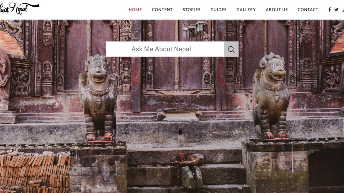 A screengrab of Ask Me About Nepal's home page.
