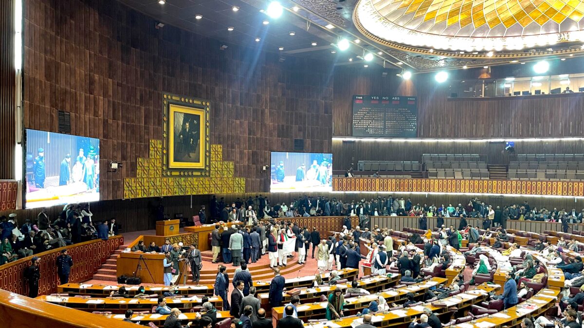 A session of Pakistan’s National Assembly is in progress. March 1, 2024. Image by Ramna Saeed. Used with permission.